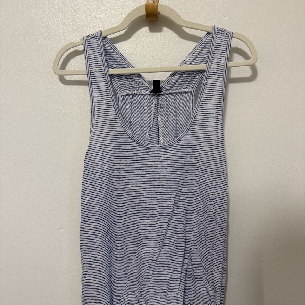 JCREW TANK WOMENS L COASTAL STRIPED LINEN BEACHCORE